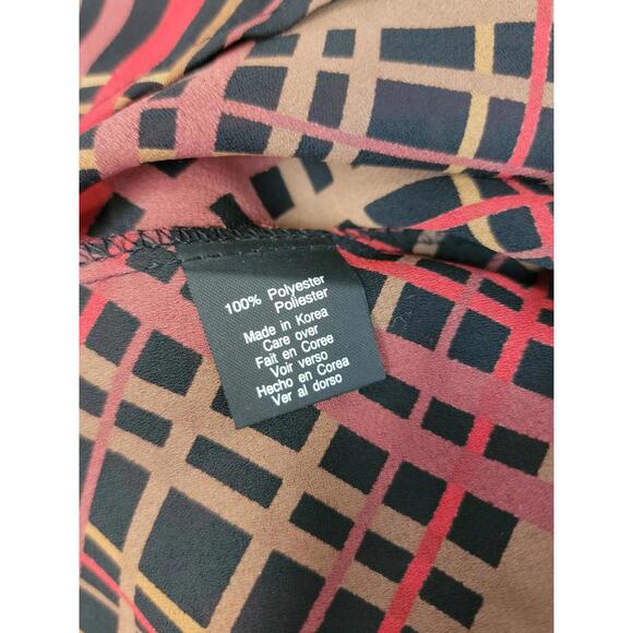 HALSTON LIFESTYLE Button Up Top BLOUSE SZ 10 Checkered Red & Black  NEW #C - Picture 8 of 9
